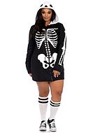 Skeleton, costume dress, front zipper, XL to 4XL